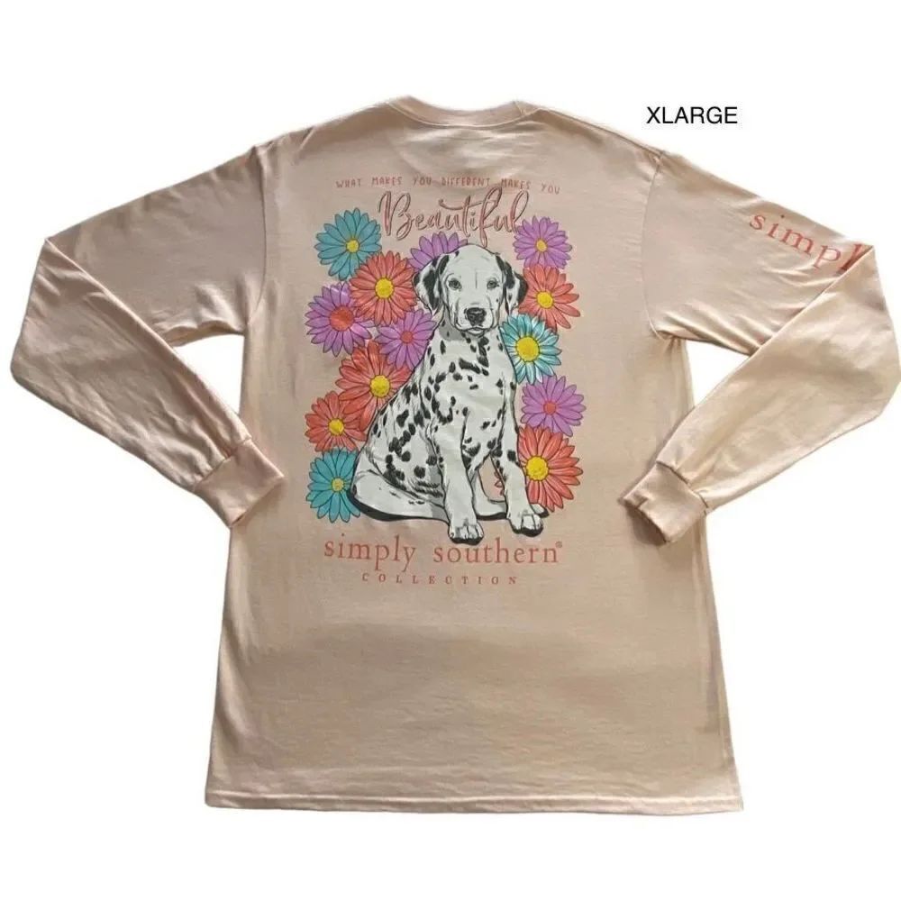 SIMPLY SOUTHERN Jr XL What Makes You Different Makes You Beautiful Dalmation Tee